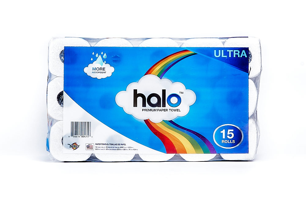 Halo Towel 52 Count Single Roll 15 Pack