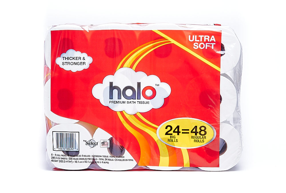 Halo 24/4 Pack Bundle (6/4 Packs) 200 Count 2-ply Bath