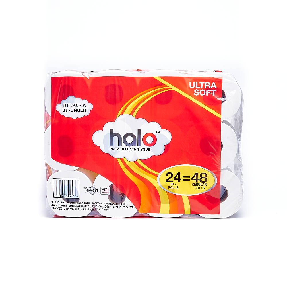 Front side of 2-Ply Halo bath tissue package (200 sheets/24 pack)