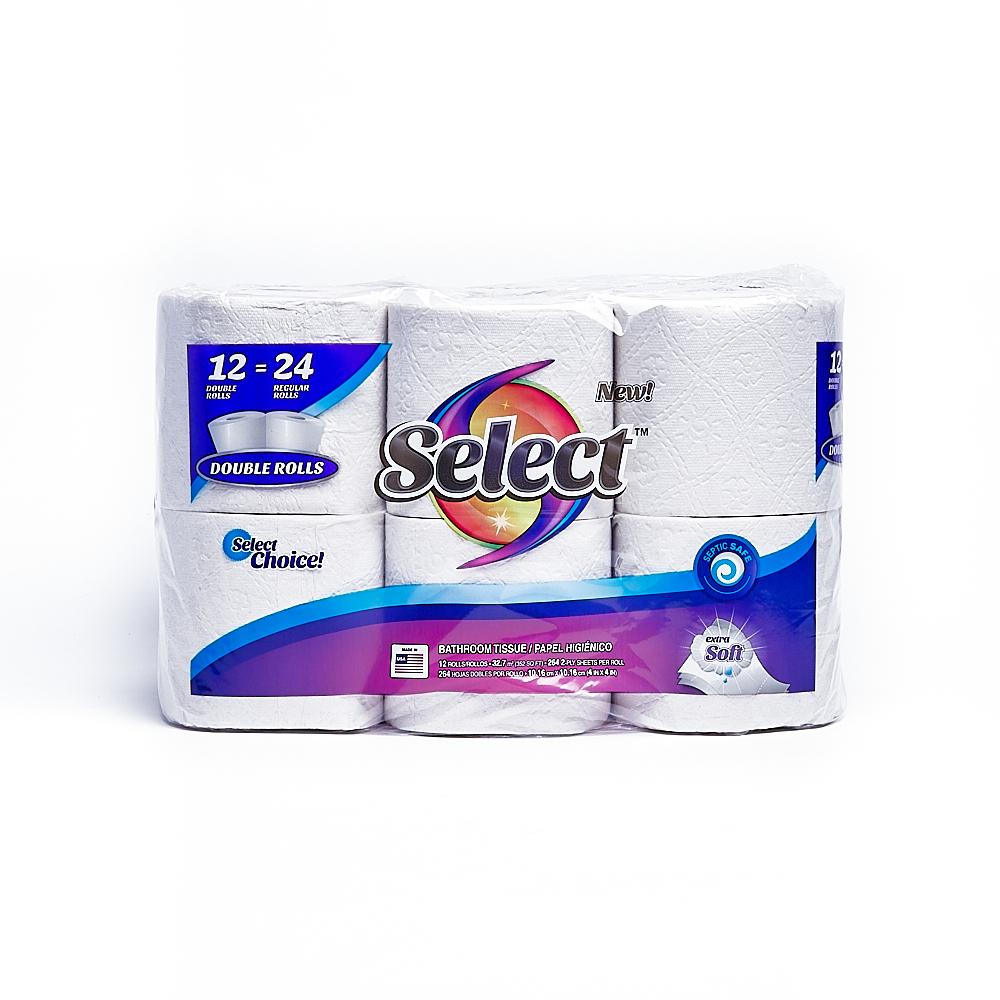 Front side of 2-Ply Select bath tissue package (264 sheets/12 pack)