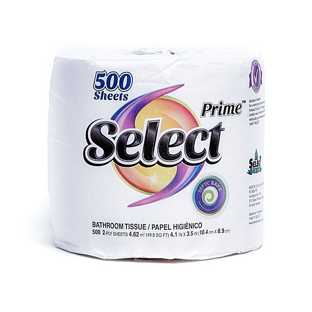Front side of 2-Ply Select bath tissue single roll