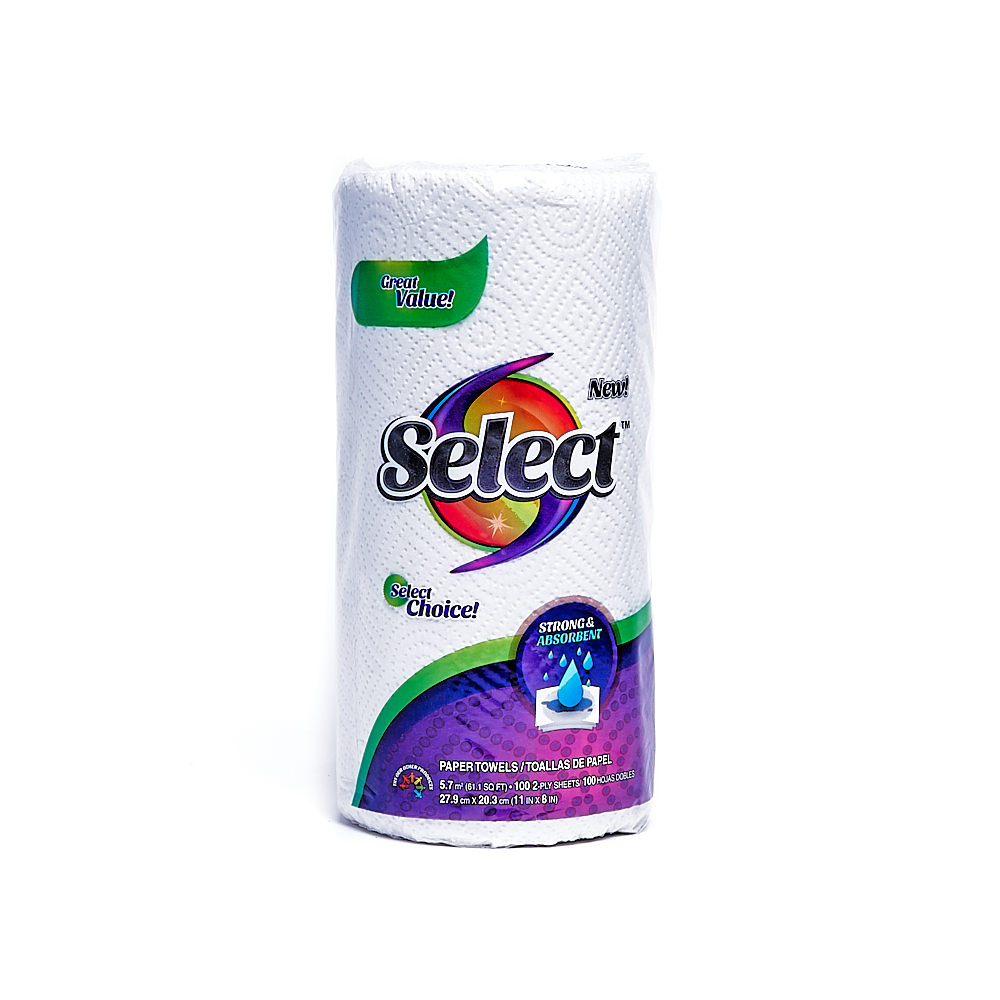 Front side of 2-Ply Select paper towel package (100 sheets/1 pack)